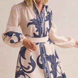 Printed Long Sleeve Shirt Dress